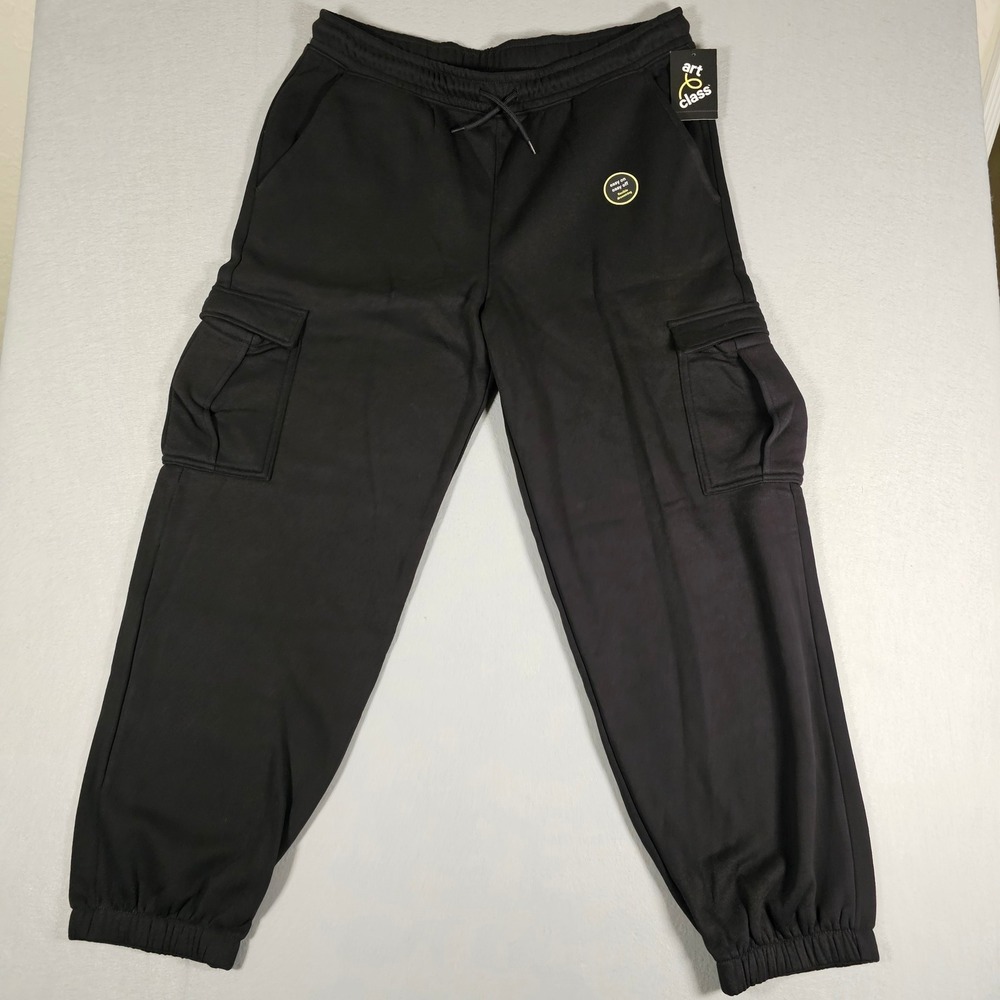 Art Class Boys XXL 16/18 Husky Black Cargo Jogger Pants Pull On NWT